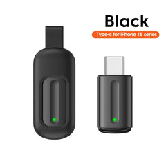 Black Type-C adapter for iPhone 15 series on a white background