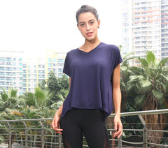 V-Neck Open Back Sports T-Shirt for Women