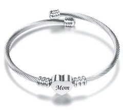 Mom Letter Braided Bracelet – Stainless Steel Heart Gift for Mother's Day