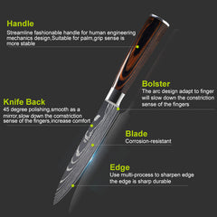 Damascus Style Kitchen Knife Set – Professional Chef Knives (3 to 10 Piece)