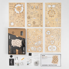 DIY Wooden Mechanical Owl Clock Model for Home Decor