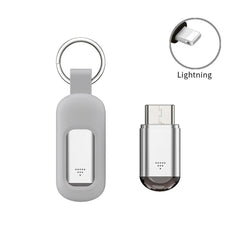 Gray keychain with a USB device on a white background