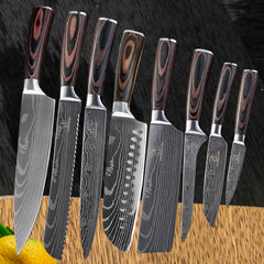 Damascus Style Kitchen Knife Set – Professional Chef Knives (3 to 10 Piece)