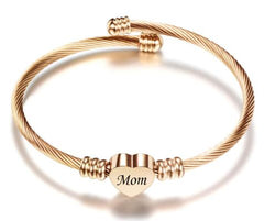 Mom Letter Braided Bracelet – Stainless Steel Heart Gift for Mother's Day