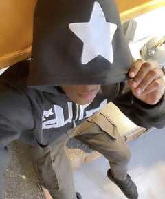 Star Printed Zip Up Hoodie