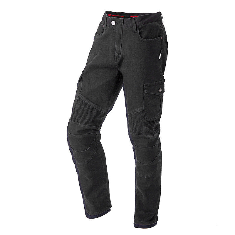 Motorcycle Racing Jeans with Belt Protector – Black & Camo | Sizes 28-38