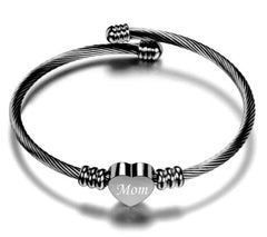 Mom Letter Braided Bracelet – Stainless Steel Heart Gift for Mother's Day