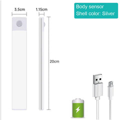 Body sensor, shell, USB cable, and battery with measurements on a white background