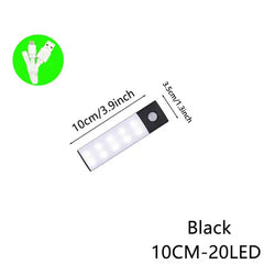 Black LED light strip with dimensions and color label on a white background