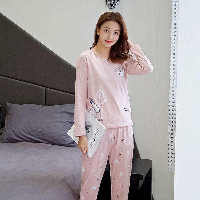 Women's Cute Long-Sleeve Pajama Set – Soft Cozy Loungewear (S-XXL)