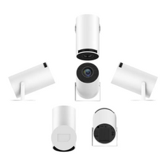 White video projector with multiple angles on a white background