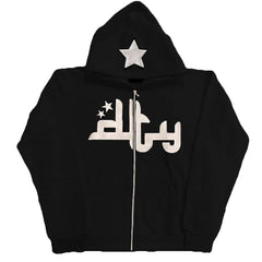 Star Printed Zip Up Hoodie