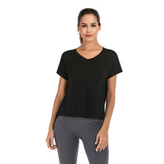 V-Neck Open Back Sports T-Shirt for Women
