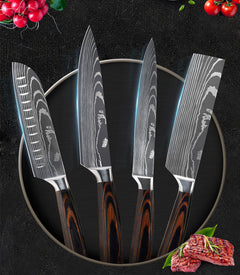 Damascus Style Kitchen Knife Set – Professional Chef Knives (3 to 10 Piece)
