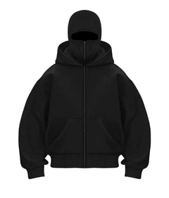 Loose High Collar Fleece Lined Hoodie