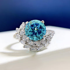 S925 Silver Round Rhinestone Ring