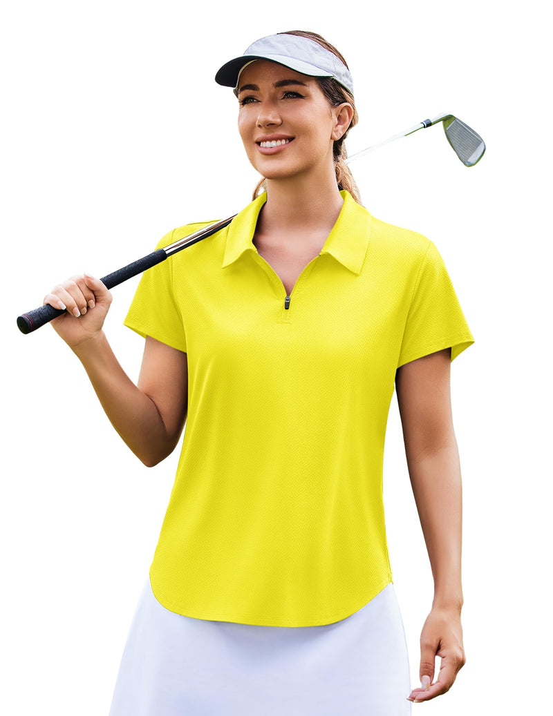 PINSPARK Women's Golf Polo Shirt | UPF 50+ Quick-Dry Zip-Up