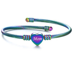 Mom Letter Braided Bracelet – Stainless Steel Heart Gift for Mother's Day