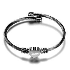 Mom Letter Braided Bracelet – Stainless Steel Heart Gift for Mother's Day