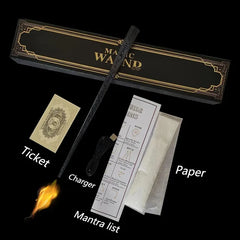 Magic wand with components labeled on a black background
