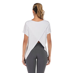 V-Neck Open Back Sports T-Shirt for Women