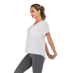 V-Neck Open Back Sports T-Shirt for Women