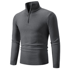 Men's Plus Size Fleece Zip Mock Neck Sweater