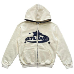 Star Printed Zip Up Hoodie