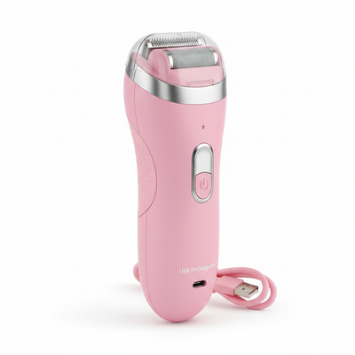 Pink 2-in-1 electric hair trimmer and razor USB rechargeable compact design