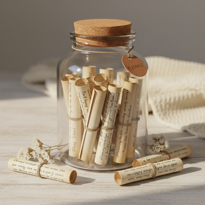 Bible Verses in a Jar with rolled scripture cards